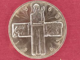 Silber 5 Fr. Gedenkmünze 1963 Rotes Kreuz Schweizer Münze