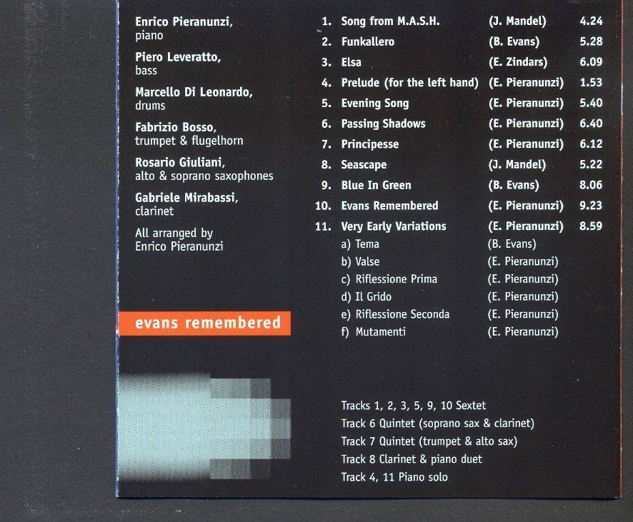 CDs: Evans Remembered - Enrico Pieranunzi & Horns – D'occasion à Delémont par MaxPlan 2