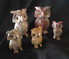 Speckstein Eulen Figur 5 stk.alli zämä ein Preis geschnitzt