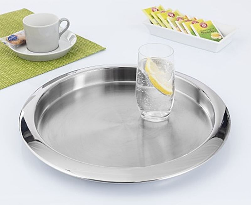 Servierplatten: Serviertablett Edelstahl rund 35 cm – Neu und originalverpackt aus Wettingen von kochshop 3