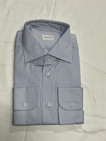 Ermenegildo Zegna Herrenhemd Hellblau Baumwolle 41 Neu