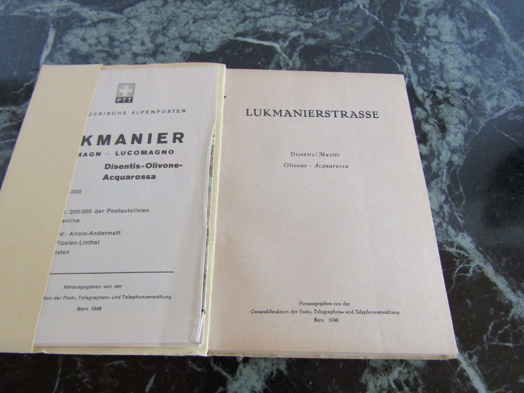 Landkarten & Atlanten: Schweizer Alpenposten Lukmanier - 1948 – Defekt aus Herzogenbuchsee von Winigo 1