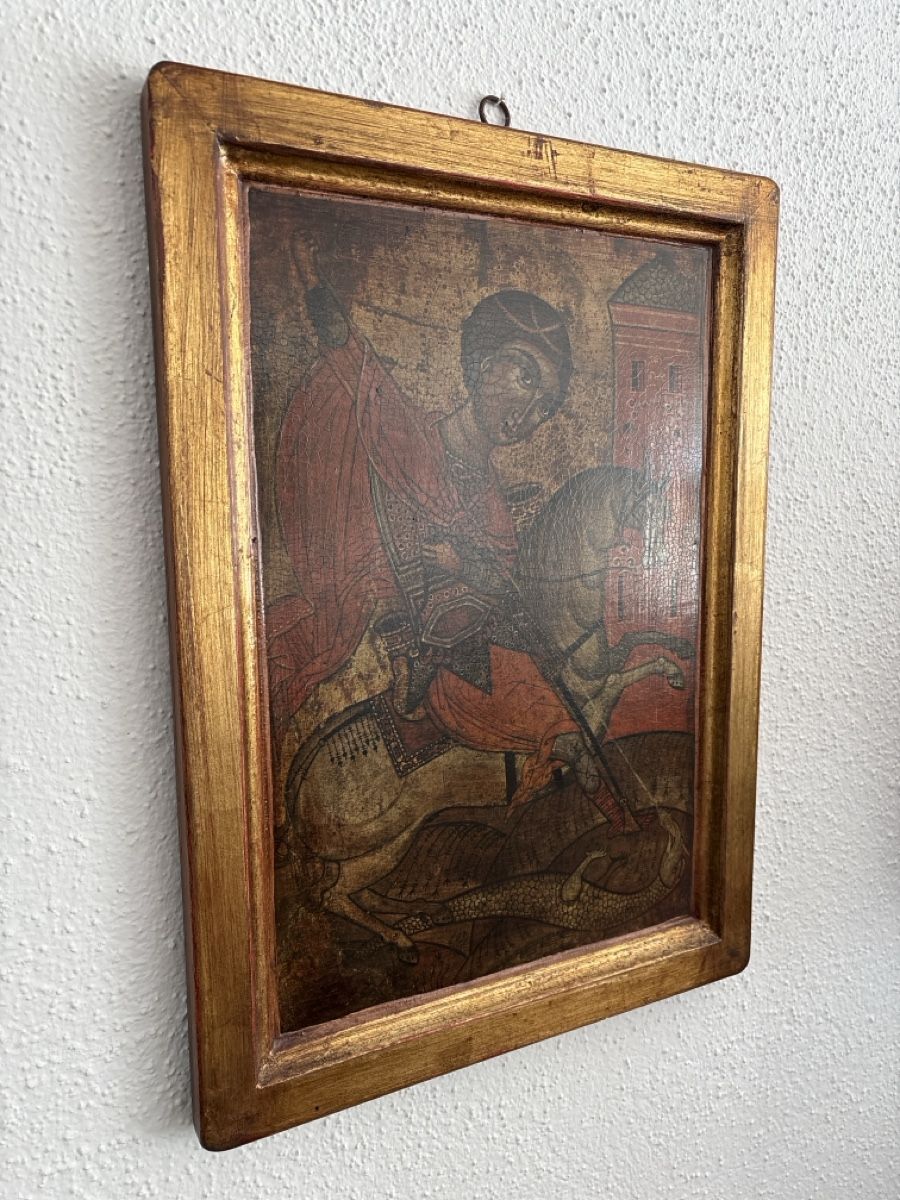 Gemälde: Ikone, Heiliger Georg Drachentöter,Bild 54x38cm – Gebraucht aus Pratteln von stefan456 2