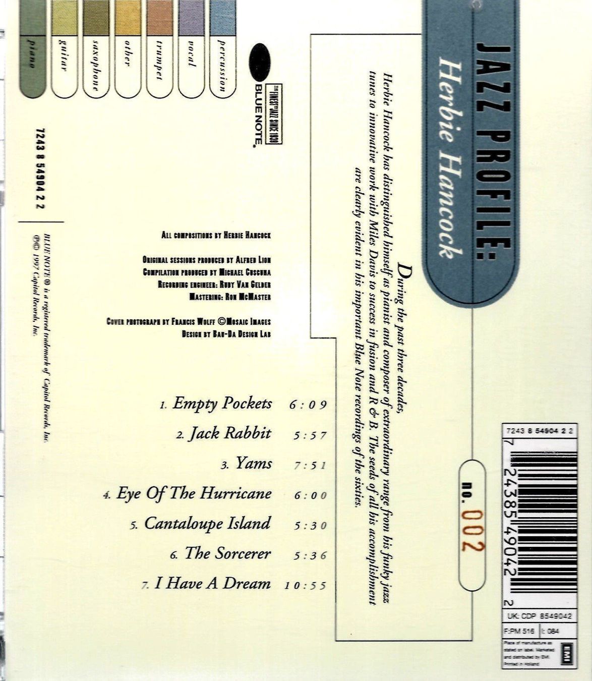 CDs: Herbie Hancock JAZZ PROFILE Dexter Gordon Blue Note CD – Gebraucht aus Kandergrund von Sososo 1
