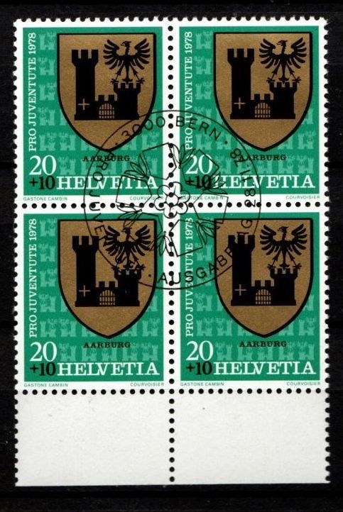 Tutti i francobolli: 1978 - PJ / Gemeindewappen - Aarburg – Usato da Schaffhausen venduto da poststamp