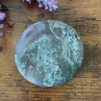 ✲ Moosachat Scheibe ✲ 67g / Ø 58,5mm Moos Agate Untersetzer