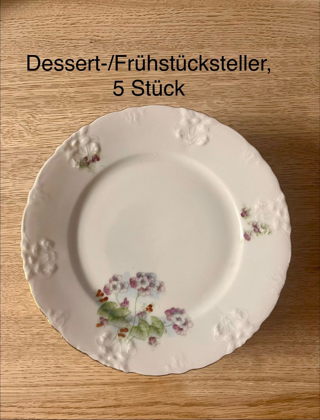Piatti: Dessertteller, 5 Stueck, mit Blumenmuster und Goldrand – Usato da Frauenfeld venduto da geh_f7bs