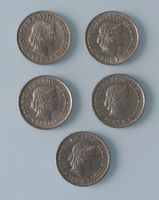 10 Rappen von 1953, 1961, 1970, 1978 und 1983