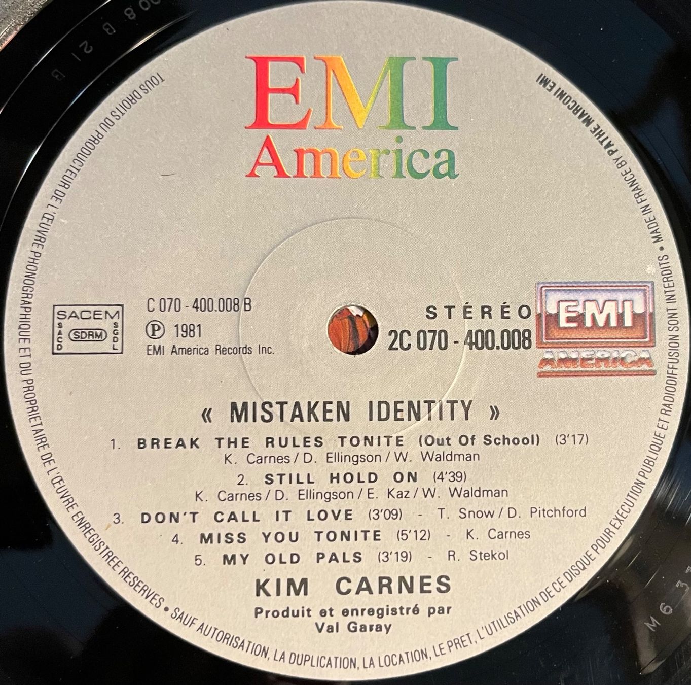 Schallplatten: KIM CARNES - MISTAKEN IDENTITY - 33 Tours – Gebraucht aus Bussigny von vinyl-pas-cher 3