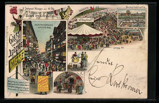 Cartoline postali: Litho Peterstrasse während der Messe, A – Usato da Berlin venduto da bartko-reher