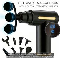 ✅ Massagepistole schwarz gold mit 9 Aufsätzen / TOP Gerät