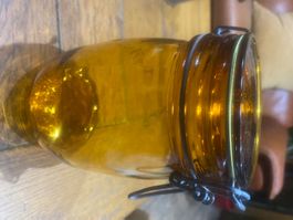 Bocal 1 litre ancien vintage orange