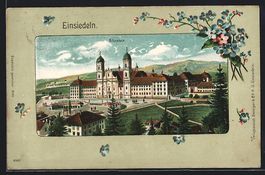 Litho Einsiedeln, Kloster mit grossem Pl