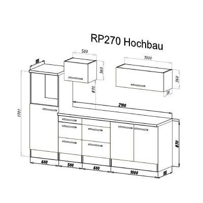 Komplettküchen: 728 - Küchenzeile Singleküche Küche 270cm Eiche/Grauglanz – Neu und originalverpackt aus Wallenwil von toesstalvertrieb 8