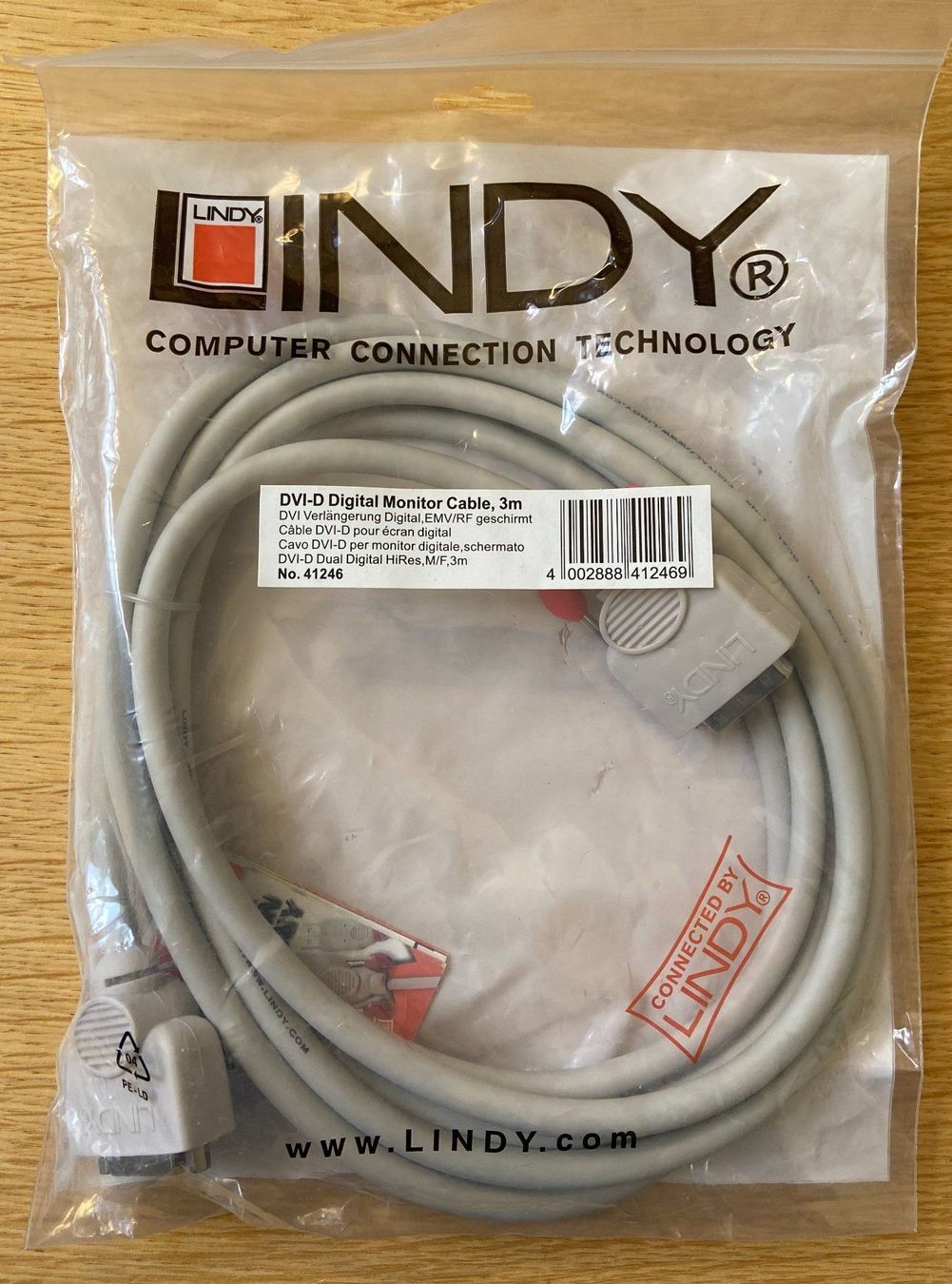 Cavi: Lindy DVI Kabel, 3m, 3 Meter – Nuovo e nell'imballaggio originale da Winterthur venduto da YaV