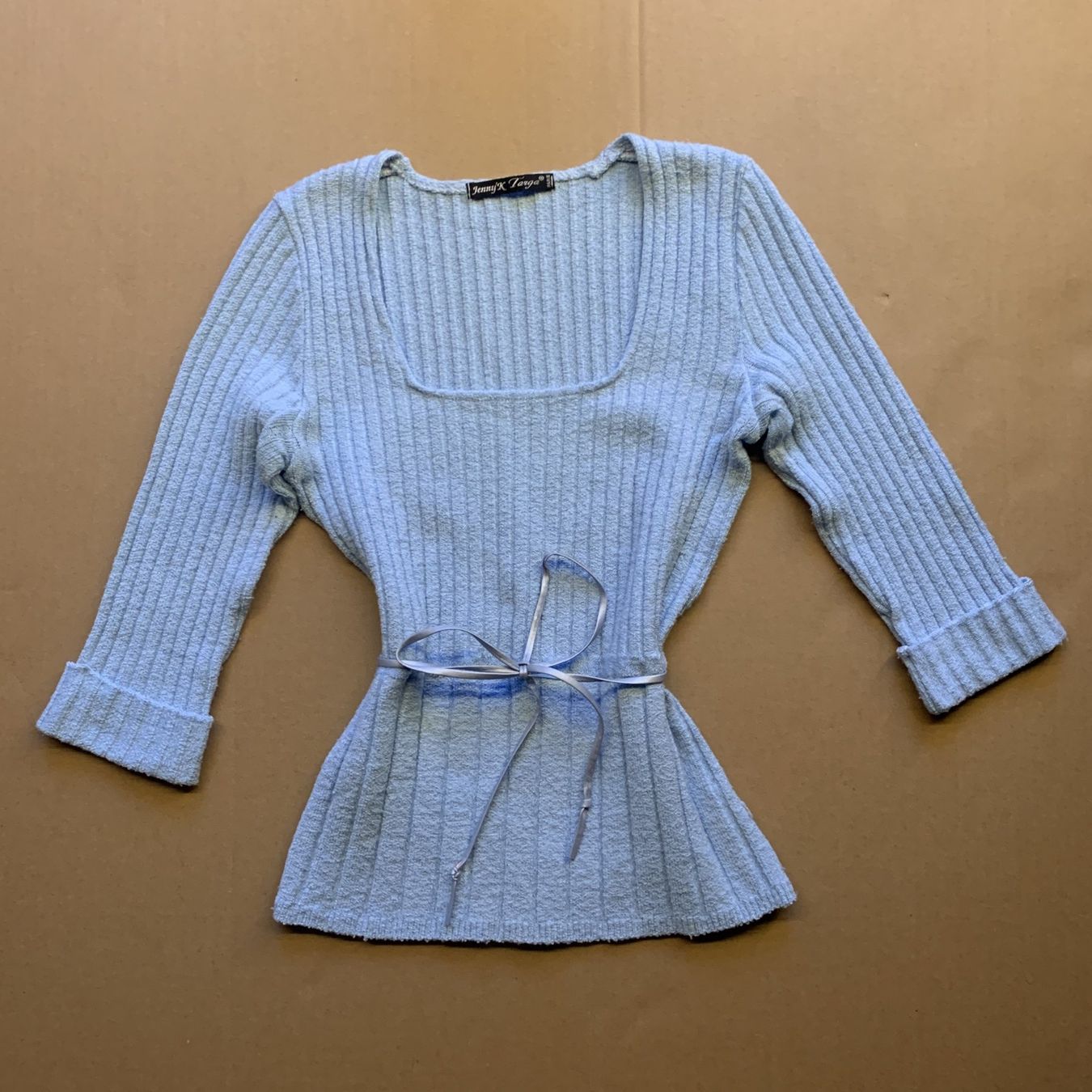 Tops: Jenny K Paris – Hellblaues, geripptes Soft-Top – Gebraucht aus Chalais von Decoarts.art 1