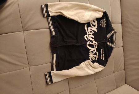 College Jacke Beige-Schwarz gebraucht