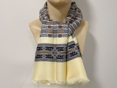 Herrenschal hellgelb mit blau Paisley