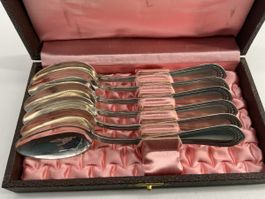 Jezler 800 Silber Kaffee-Löffel Muster Perles 6 Stück