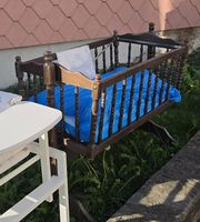 BABYWIPPE Massivholz mit Himmelvorhang u. Stange