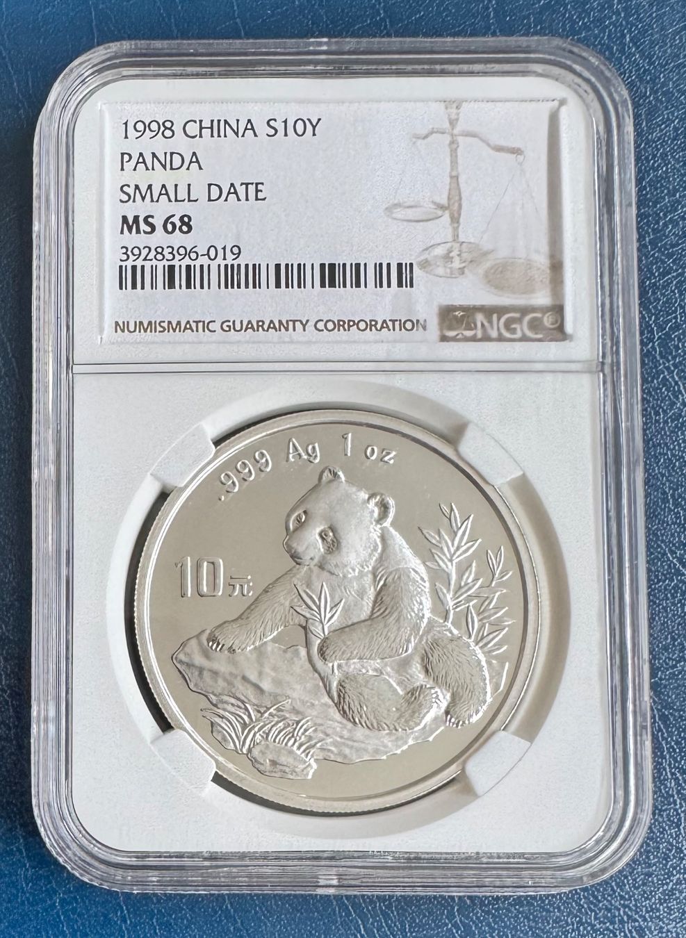 Tutti le monete: 1998 CHINA S10Y PANDA, Small Date, NGC MS68 – Usato da Ebikon venduto da Dmasterx