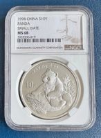 1998 CHINA S10Y PANDA, Small Date, NGC MS68