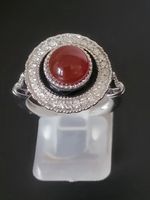 18 Karat Gold Cocktail Ring 0.34 ct Diamanten & Carnelian