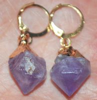 Ohrringe F-906 – Amethyst goldig eingefasst – 1 Paar
