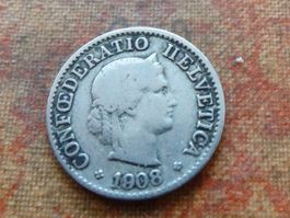 5 Rp. 1908 SPECIAL H ohne Querstrich/sans barre de "H"