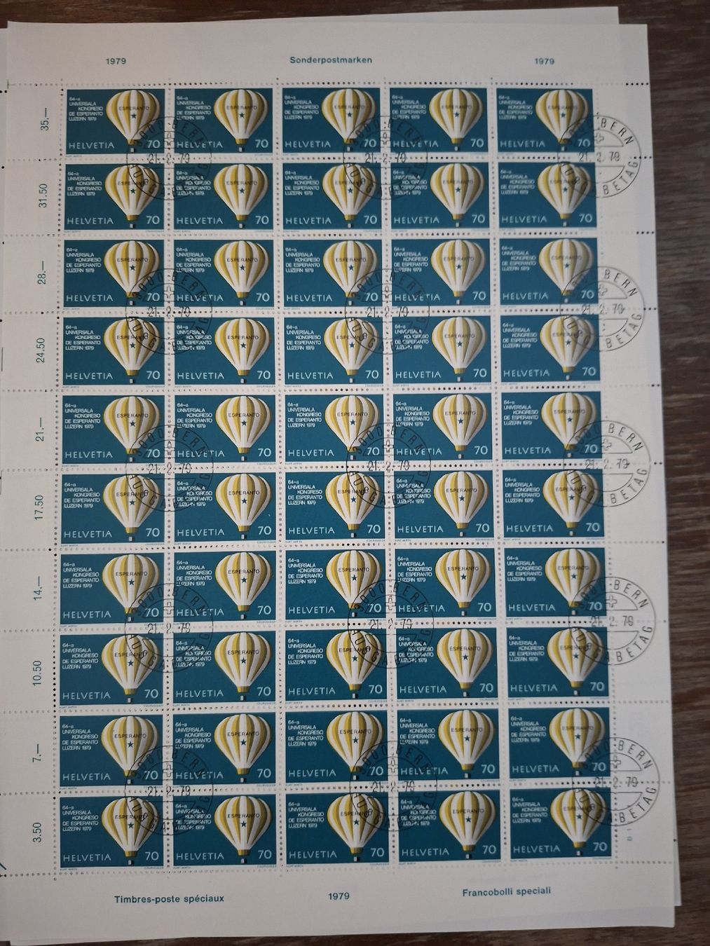 Tutti i francobolli: Div 50er Bögen 1979 / 1981  – Usato da Balgach venduto da SIMEON27 5