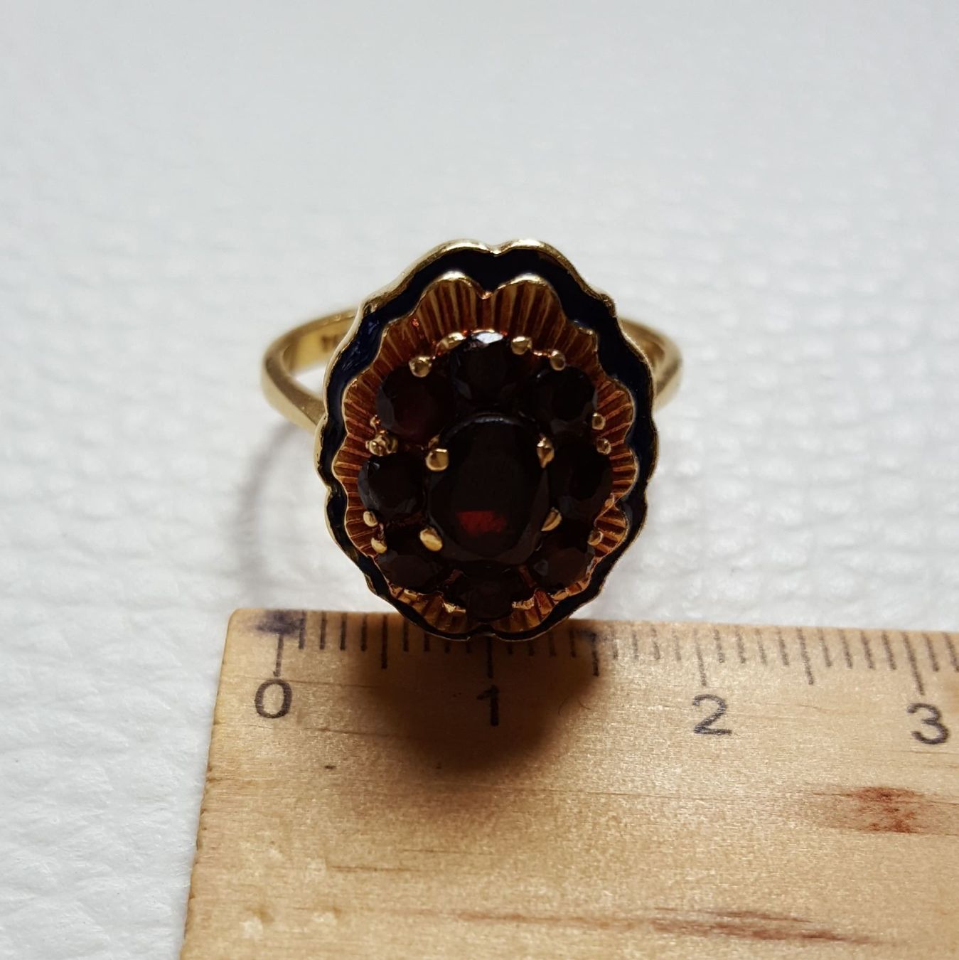 Anelli: Gold 750 Massiv Ring mit Granaten – Usato da Wald ZH venduto da Dasilver 2