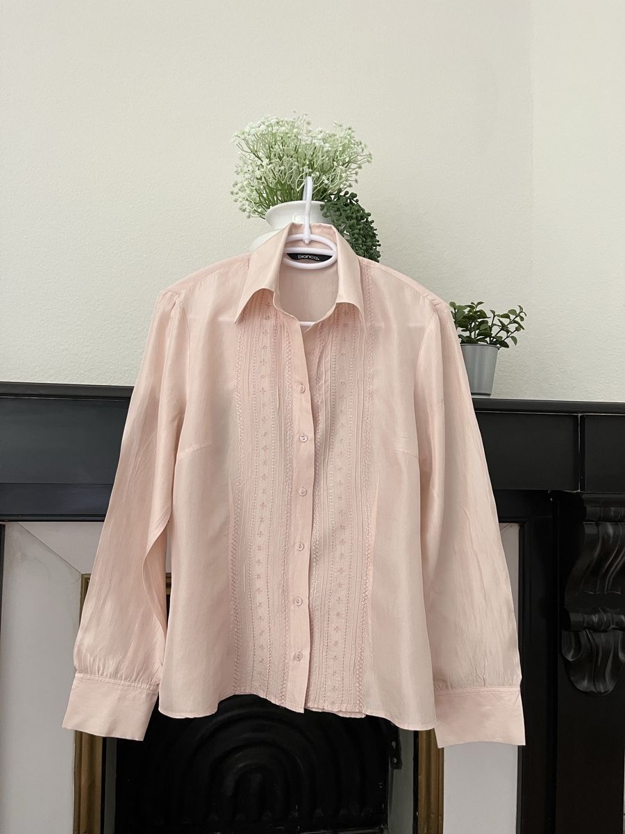 Camicette: Bianca. Pink Silk Blouse – Usato da Genève venduto da zei_v6dc