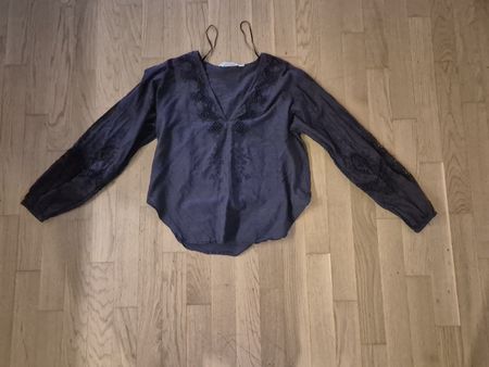 H&M Elegant Embroidered Long Sleeve Blouse, Autumn Style