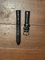 Uhrenarmband  Echtleder 18mm Schwarz mit Krokoprägung