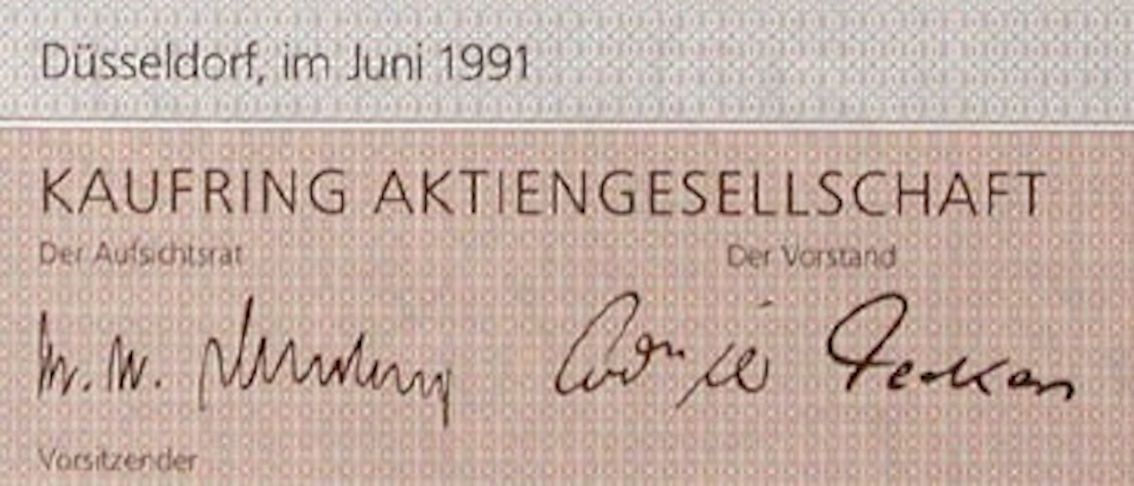 Documenti: Kaufring AG, Düsseldorf - 1991 – Usato da Solothurn venduto da Sgasche 1