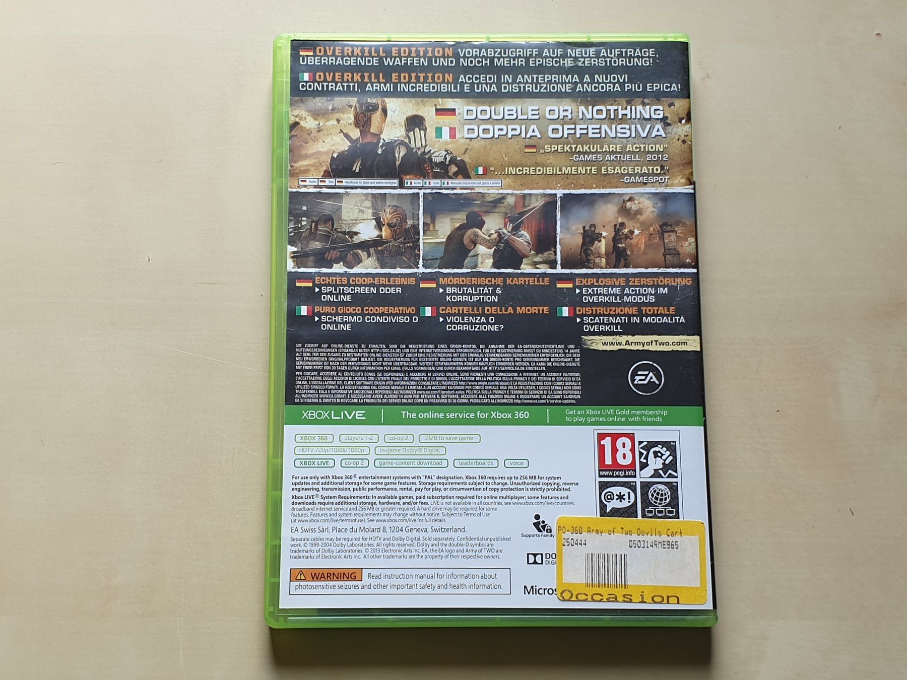 Microsoft Giochi: Army of Two The Devils Cartel – Usato da Stansstad venduto da collectorsshop 1