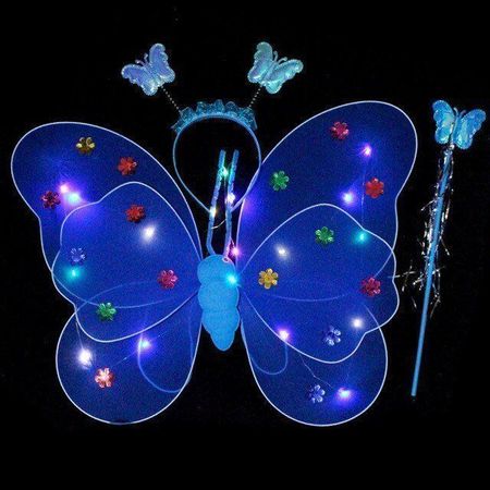 Fee Kostüm |Märchen| mit Lichterkette - zwei teilig - blau