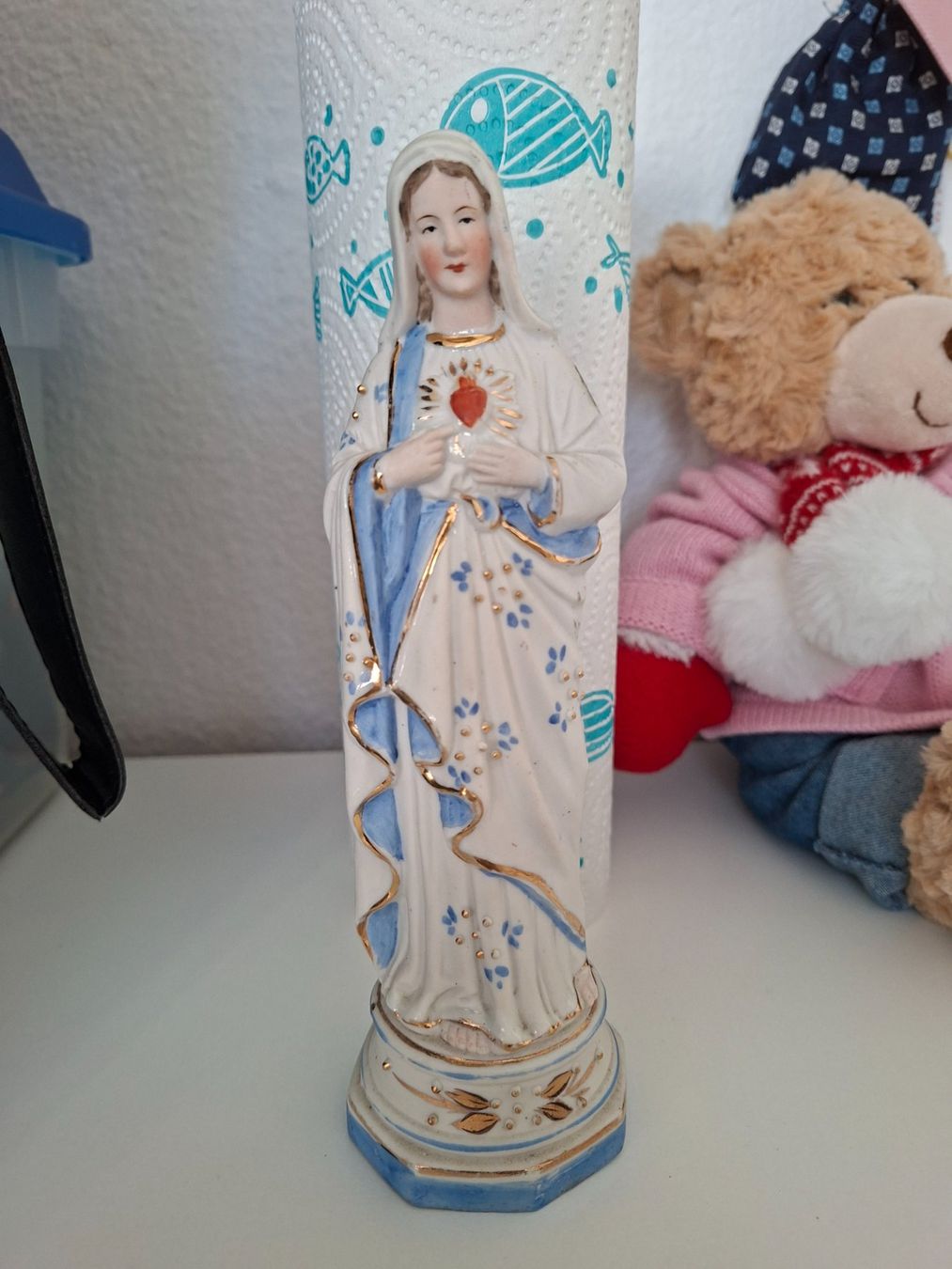 Statuette: Marienfigur bemalt mit Goldrand gebraucht – Usato da Ehrendingen venduto da CHMEX 1
