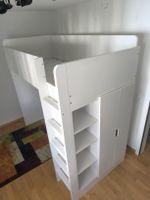 Hochbett weiss mit Schrank und Regal