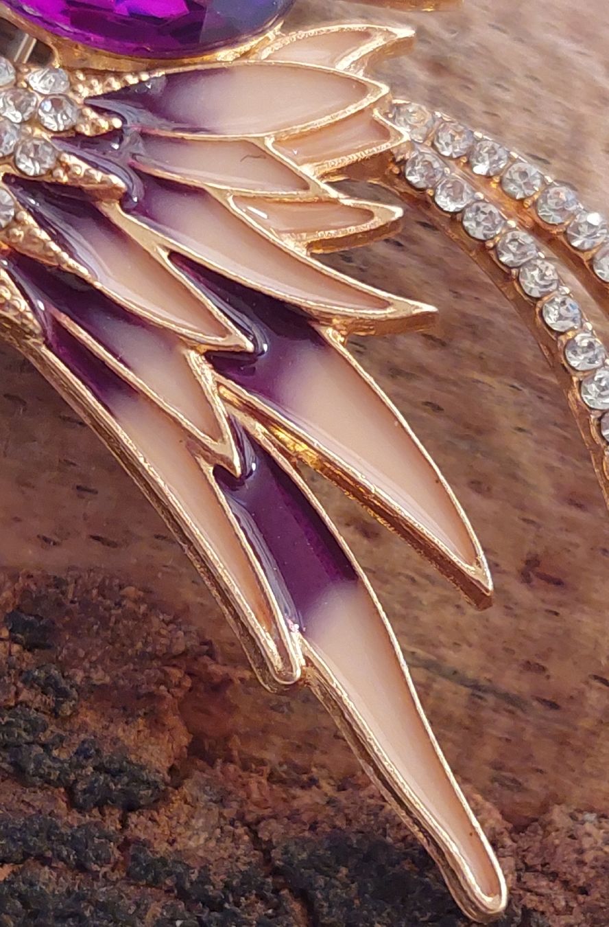 Spille & Fermagli: Schöne Brosche Phoenix mit lila Stein & Strass – Nuovo (secondo la descrizione) da Oberwil BL venduto da Kukkaniitty 4