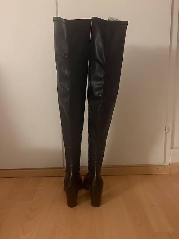Damenschuhe: Overknee Stiefel | schwarz | echtes Leder 39 – Gebraucht aus Wittenbach von Lenitalasirena 2