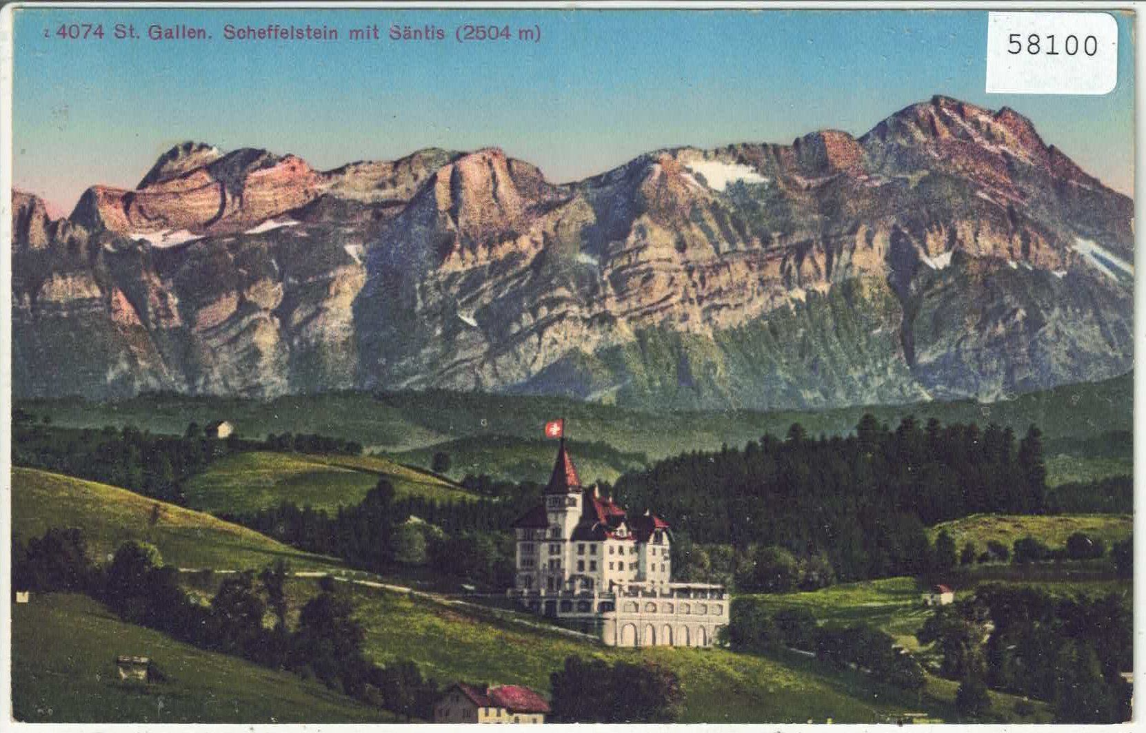 Cartoline postali: St. Gallen - Scheffelstein mit Säntis - Litho – Usato da Ettingen venduto da Kartenplanet