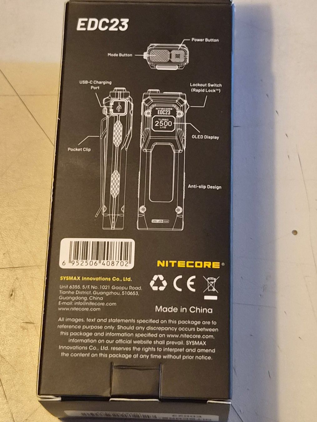 NiteCore Lampade: Ultrakompakte LED Leuchte Nitecore EDC23 2500 Lumen – Usato da Pratteln venduto da Motodrom 7