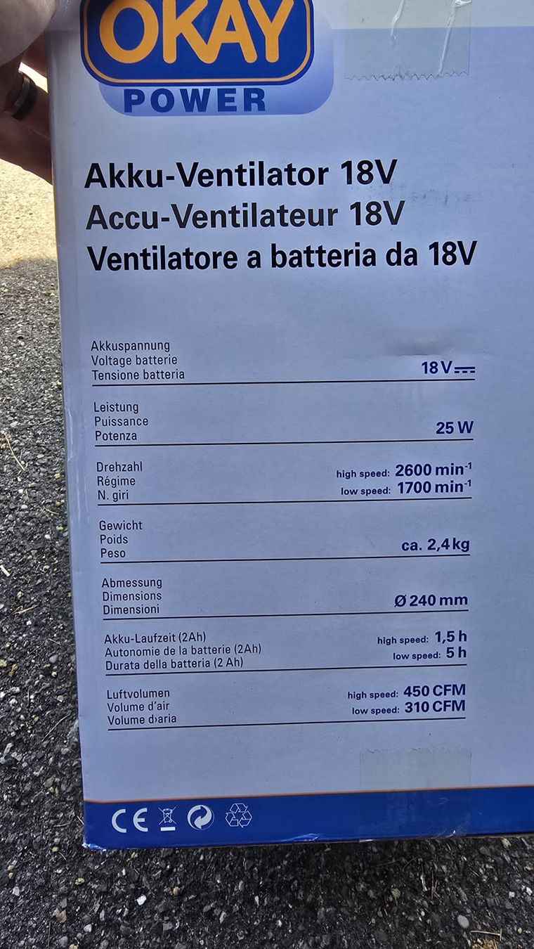 Ventilateurs: Akku-Ventilator 18V Neu und OVP – Neuf avec emballage d'origine à Dussnang par kevin0812 3