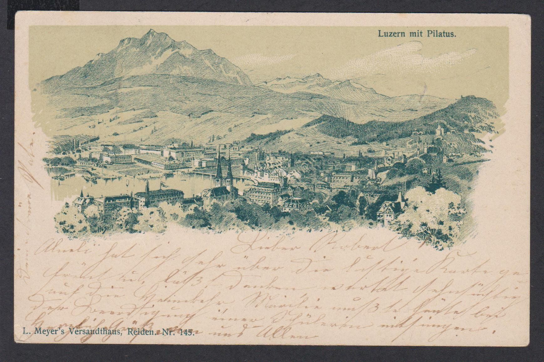 Ansichtskarten: Luzern   :   Litho-Ansichtskarte von 1902 – Gebraucht aus Vitznau von Ropaku
