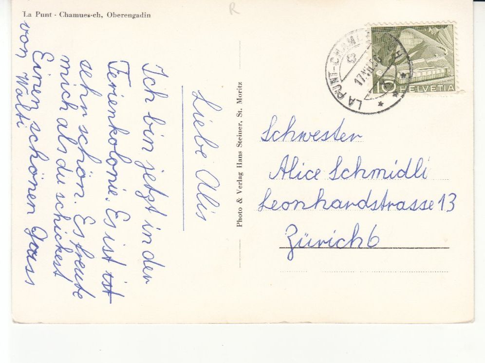 Cartoline postali: La Punt 1956 – Usato da Bürglen TG venduto da StampGraf 1