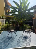 Coppia lanterne portacandele metallo nero con vetro cm 31