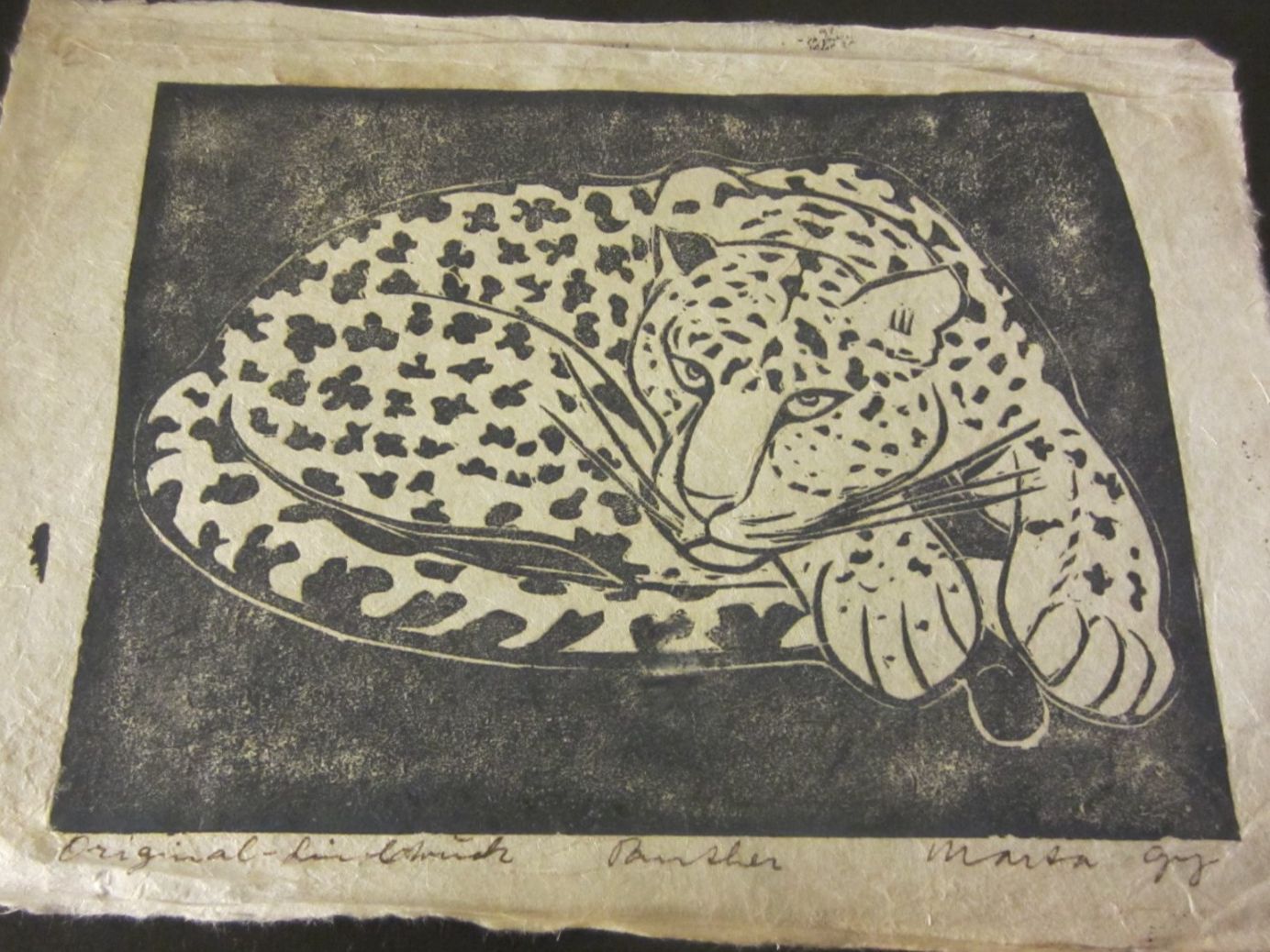 Xilografie: Holzdruckplatte Linolschnitt Panther – Usato da Bern venduto da Nanuni 2