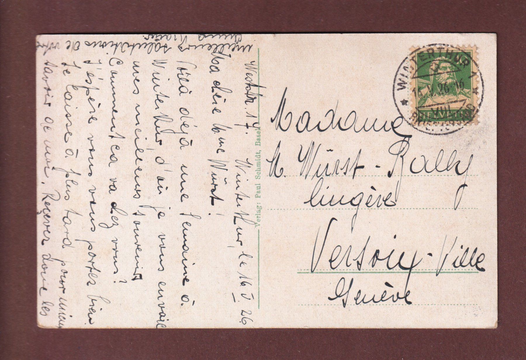 Cartoline postali: WINTERTHUR - Kantonales Technikum - 1926 – Usato da Pully venduto da nicecards-shop 1
