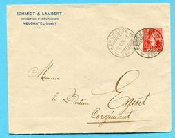 Ganzsache Neuchâtel 1909 - Absender: Schmidt & Lambert